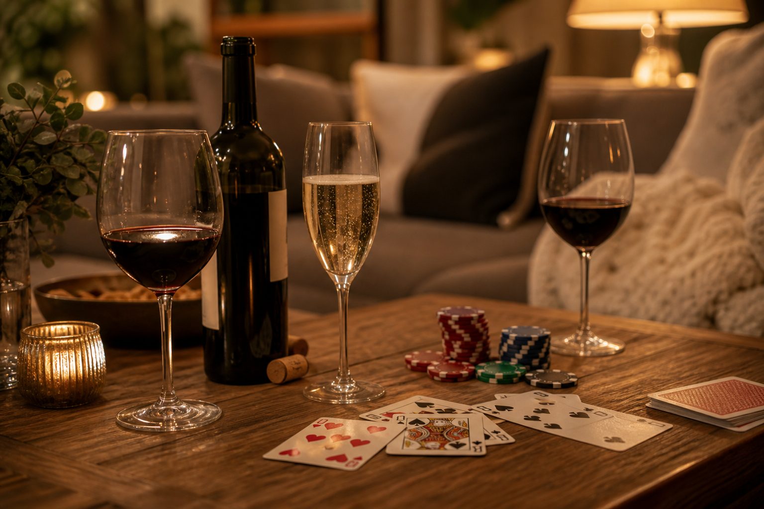 wine pairings for a casino game night at home